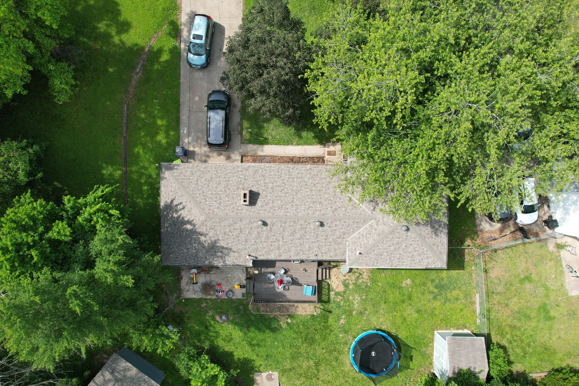 Residential roof aerial view
